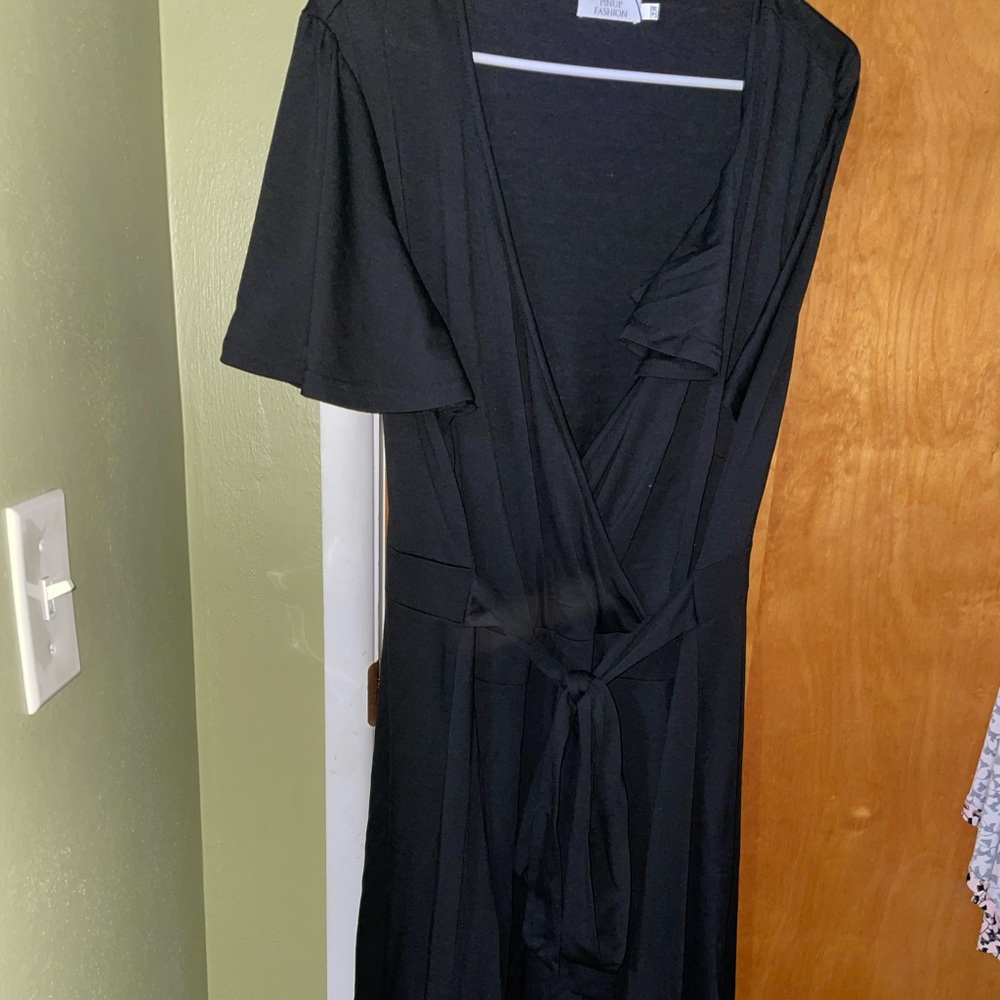 Plus size V neck wrap dress